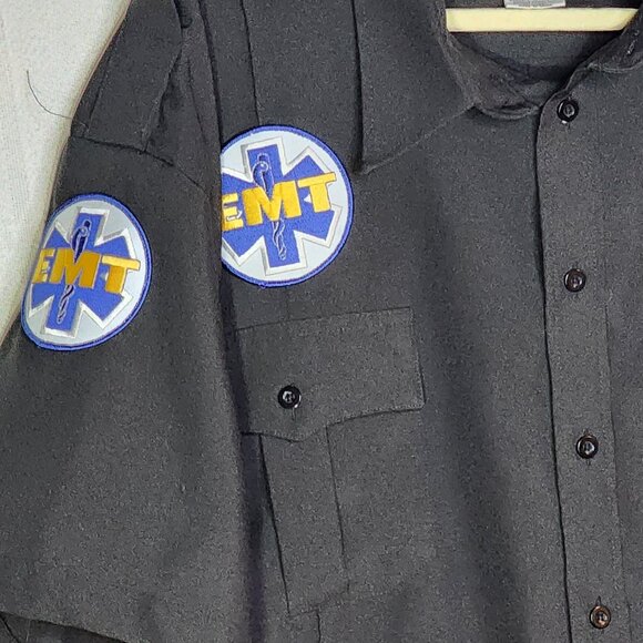 National Patrol Permanent Press Black SS Allied Universal EMT Work Shirt 19-19.5 - Picture 3 of 16